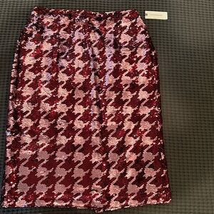NWT Anthro Houndstooth Sequin Pencil Skirt Size 8